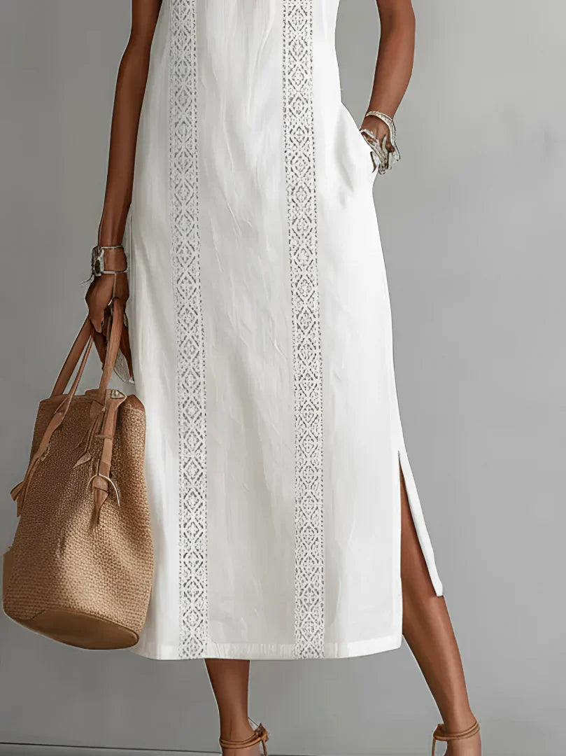 Robe Midi Élégante Valeria à Col Mao