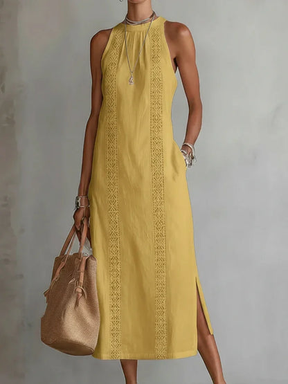 Robe Midi Élégante Valeria à Col Mao
