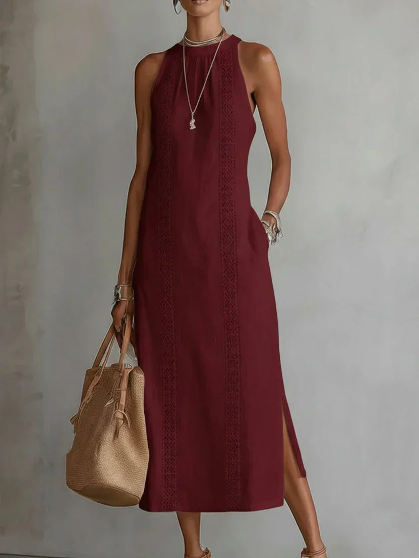 Robe Midi Élégante Valeria à Col Mao