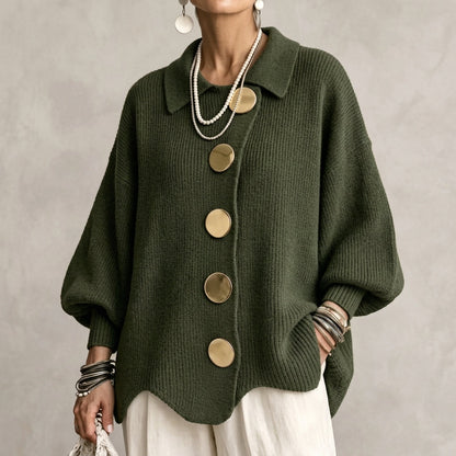 Isadora | Cardigan Oversize avec Col et Grands Boutons en Métal