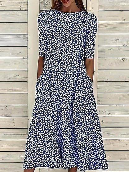 Annie – Robe midi fluide et confortable à imprimé floral